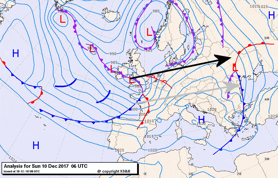 Lagedruk gebied beweging