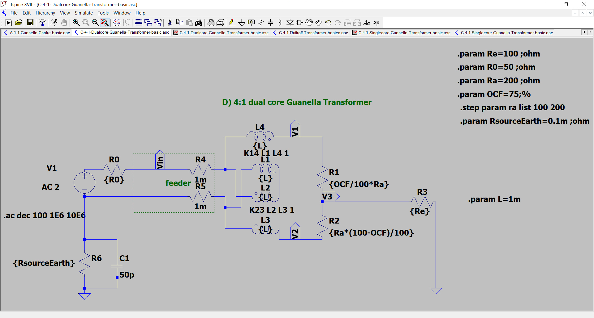 4:1 dual core Guanella
Transformer