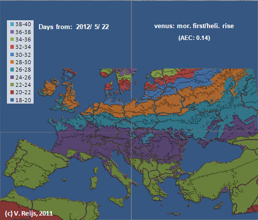 Venus heliacal rise over Euope