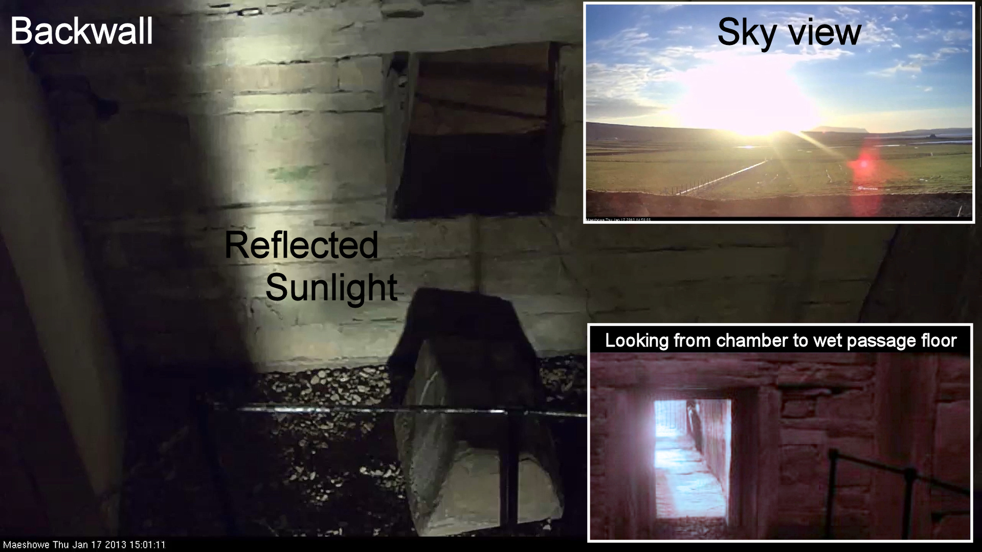 Reflecting due to sunlight on wet
        floor.